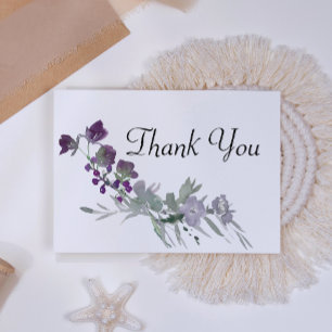Tarjeta De Agradecimiento Flores silvestres de acuarela lavanda