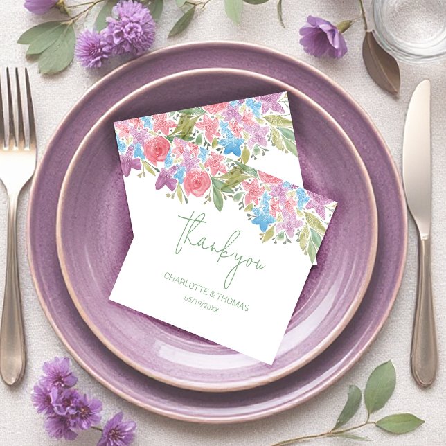 Tarjeta De Agradecimiento Flores silvestres de Boho artístico acuarela pinta (Subido por el creador)