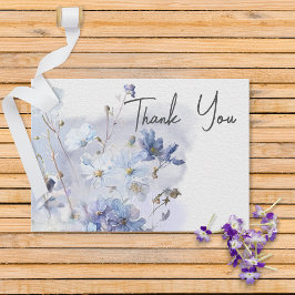 Tarjeta De Agradecimiento Flores silvestres de color azul Periwinkle moderno