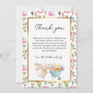 Tarjeta De Agradecimiento Flores Silvestres de Conejito Adorable Baby Shower