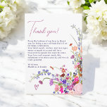 Tarjeta De Agradecimiento Flores silvestres de flores cutáneos 1° cumpleaños<br><div class="desc">Expresar su gratitud con esta tarjeta de agradecimiento de primer cumpleaños de excelente diseño que incluye un delicado arreglo de acuarela con flores silvestres. El más sincero mensaje reconoce el amor, el apoyo y los amables deseos recibidos en este hito especial, lo que lo convierte en un gran placer para...</div>