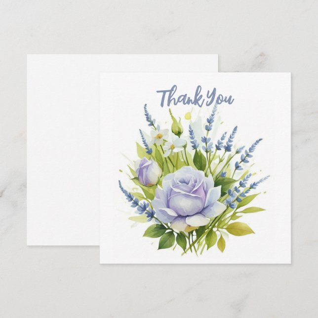 Tarjeta De Agradecimiento Flores silvestres de lavadora acuarela (Anverso / Reverso)