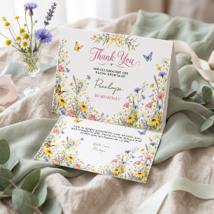 Tarjeta De Agradecimiento Flores silvestres de lazo amarillo pastel de prima