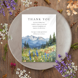 Tarjeta De Agradecimiento Flores silvestres de montaña al agua Funeral