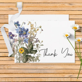 Tarjeta De Agradecimiento Flores silvestres de pradera rústica color morado