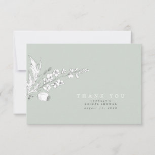 Tarjeta De Agradecimiento Flores silvestres dibujadas a mano Elegante Gracia