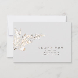 Tarjeta De Agradecimiento Flores silvestres doradas dibujadas a mano, elegan