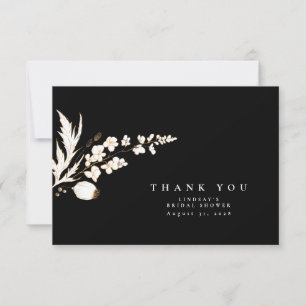 Tarjeta De Agradecimiento Flores silvestres doradas dibujadas a mano Elegant