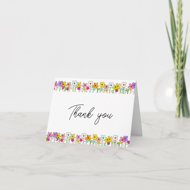 Tarjeta De Agradecimiento Flores silvestres elegantes (Anverso)