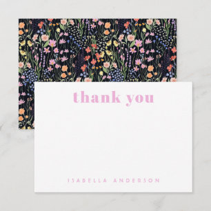Tarjeta De Agradecimiento Flores silvestres elegantes personalizadas con fon