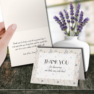 Tarjeta De Agradecimiento Flores silvestres en Baby Shower marfileña
