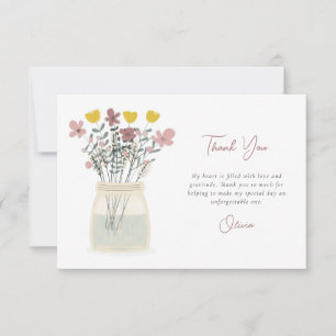 Tarjeta De Agradecimiento Flores silvestres en tarro de Mason con letra a ma
