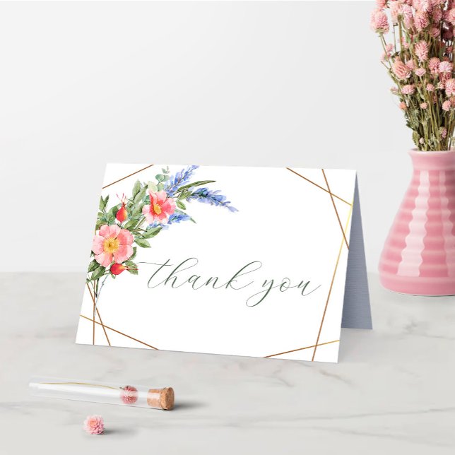 Tarjeta De Agradecimiento Flores silvestres Faux Relieve metalizado dorado M (Subido por el creador)