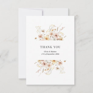 Tarjeta De Agradecimiento Flores silvestres florales caprichosas Boda de men