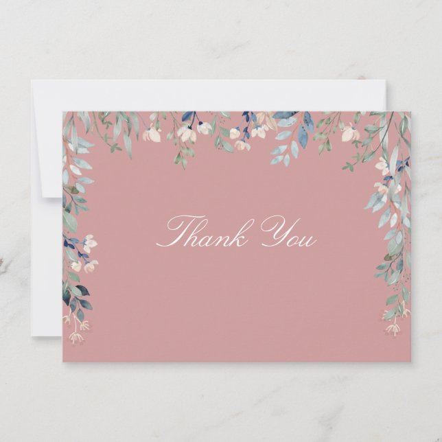 Tarjeta De Agradecimiento Flores Silvestres Florales Rosa Polvo Rosa Script (Anverso)
