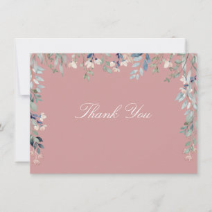 Tarjeta De Agradecimiento Flores Silvestres Florales Rosa Polvo Rosa Script