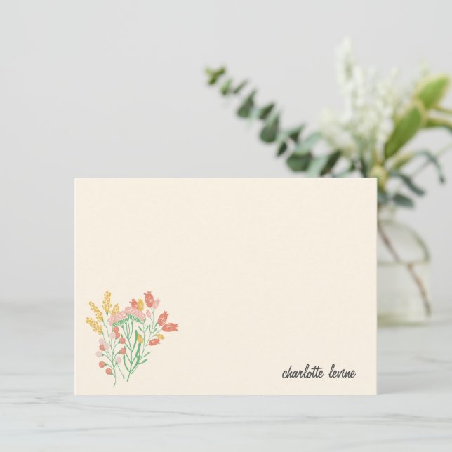 Tarjeta De Agradecimiento Flores silvestres florales simples Stationery pers (Anverso de pie)