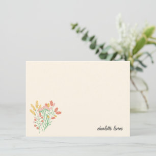 Tarjeta De Agradecimiento Flores silvestres florales simples Stationery pers
