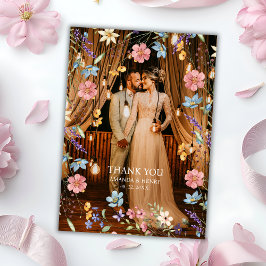 Tarjeta De Agradecimiento Flores silvestres gigantes Foto Boda Jardín