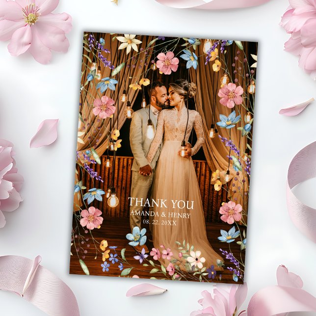 Tarjeta De Agradecimiento Flores silvestres gigantes Foto Boda Jardín (Subido por el creador)