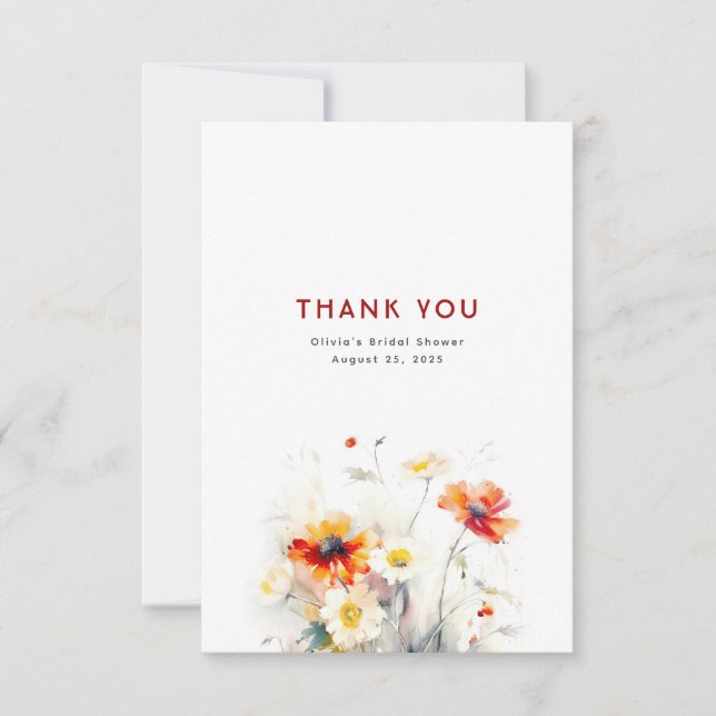 Tarjeta De Agradecimiento Flores silvestres gracias (Anverso)