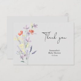 Tarjeta De Agradecimiento Flores silvestres gracias a la ducha de bebé