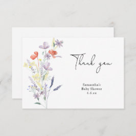 Tarjeta De Agradecimiento Flores silvestres gracias a la ducha de bebé