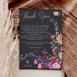 Tarjeta De Agradecimiento flores silvestres modernas chic escritura oscura g