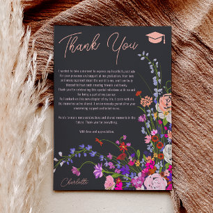 Tarjeta De Agradecimiento flores silvestres modernas chic escritura oscura g