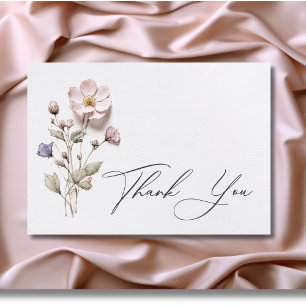 Tarjeta De Agradecimiento Flores silvestres pastel prensadas modernas para b