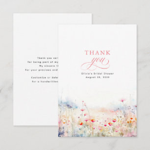 Tarjeta De Agradecimiento Flores silvestres pastel suave gracias