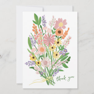 Tarjeta De Agradecimiento Flores silvestres Personalizado pintado a mano Bab