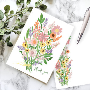 Tarjeta De Agradecimiento Flores silvestres Personalizado pintado a mano Bab