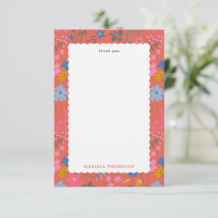 Tarjeta De Agradecimiento Flores Silvestres Rojas Boho Modernas