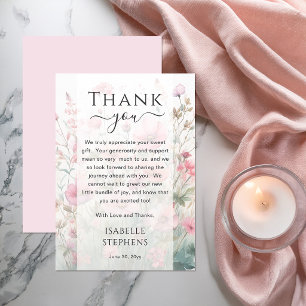 Tarjeta De Agradecimiento Flores Silvestres Románticas para Baby Shower Flor
