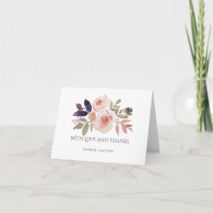 Tarjeta De Agradecimiento Flores Silvestres Rosa Melocotón Lavanda Púrpura G