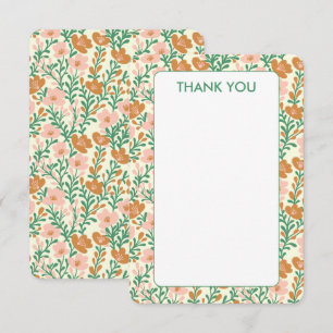 Tarjeta De Agradecimiento Flores Silvestres Rosa Verde Elegante Floral Perso