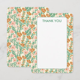 Tarjeta De Agradecimiento Flores Silvestres Rosa Verde Floral Elegante Perso