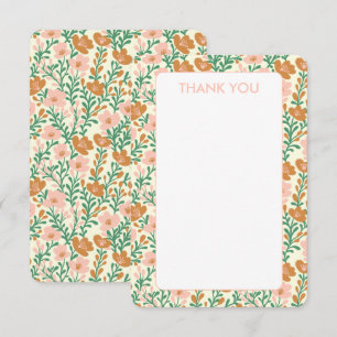 Tarjeta De Agradecimiento Flores Silvestres Rosadas y Verdes Elegantes Flore