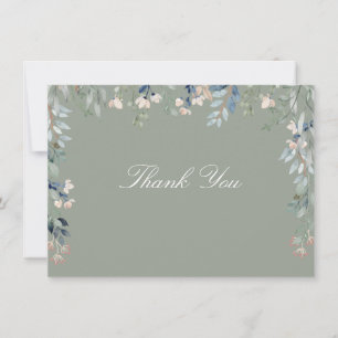Tarjeta De Agradecimiento Flores Silvestres Salvia Verde Escritura