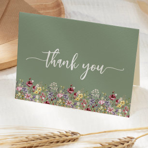 Tarjeta De Agradecimiento Flores silvestres verde salvia floral baby shower