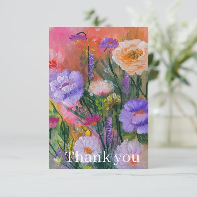 Tarjeta de agradecimiento Flores silvestres vibran (Anverso de pie)