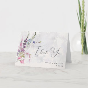 Tarjeta De Agradecimiento Flores Silvestres Vibrantes Rosa Violeta Amarillo