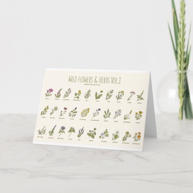 Tarjeta De Agradecimiento Flores silvestres y hierbas (Anverso)