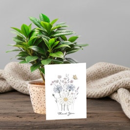 Tarjeta De Agradecimiento Flores silvestres y mariposa