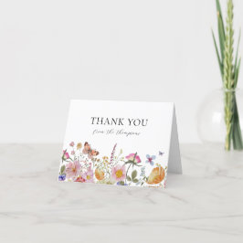 Tarjeta De Agradecimiento Flores silvestres y mariposas agradecen