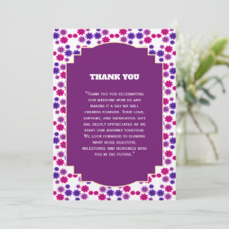Tarjeta De Agradecimiento Flores simétricas rosadas y púrpuras mini florales