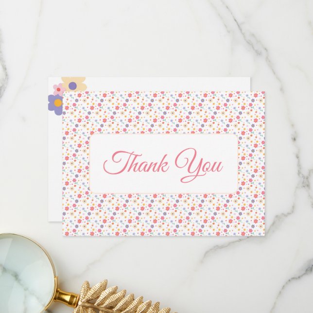 Tarjeta De Agradecimiento Flores simples (Anverso/Reverso In Situ)