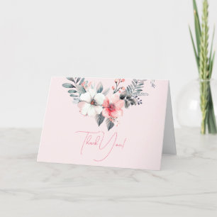 Tarjeta De Agradecimiento Flores sobre rosa pálido, código QR del autobús de