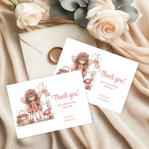 Tarjeta De Agradecimiento Flores sonrosadas de hada linda Cumpleaños número